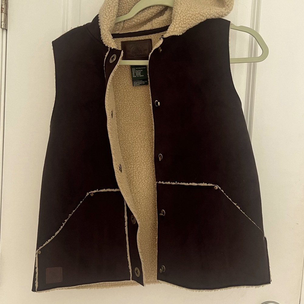 Lauren by Ralph Lauren Fleece lined hooded vest size petite vintage